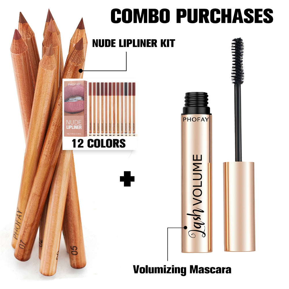 Volumizing Mascara / Nude Lipliner Set