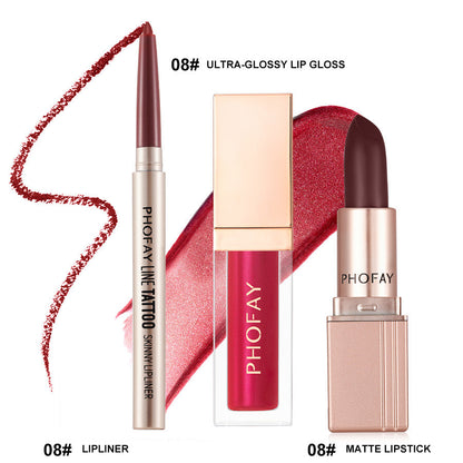 Ultra-Glossy Lip Gloss / Matte Lipstick / Lipliner Set