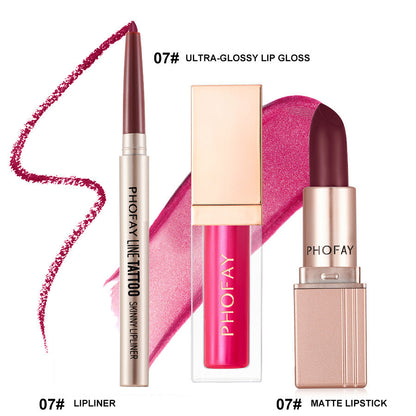 Ultra-Glossy Lip Gloss / Matte Lipstick / Lipliner Set